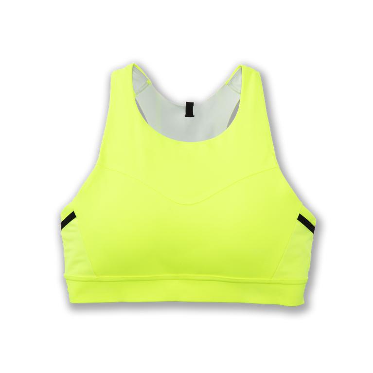 Brooks Womens Drive 3 Pocket Running Bra - Nightlife/GreenYellow (764518-AEP)